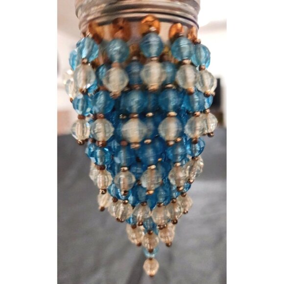Antique Potpourri Beaded Ornament Blue Clear Glass Beads Potpourri - Picture 5 of 15